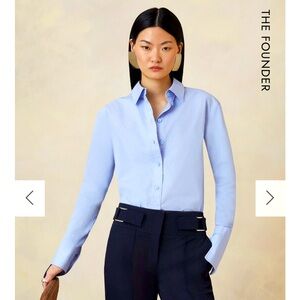 Karen Millen The Founder Cotton Poplin Shirt in Blue